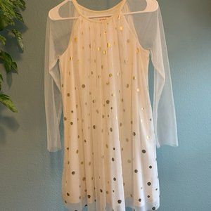 Gold and White Girl's Formal Dress